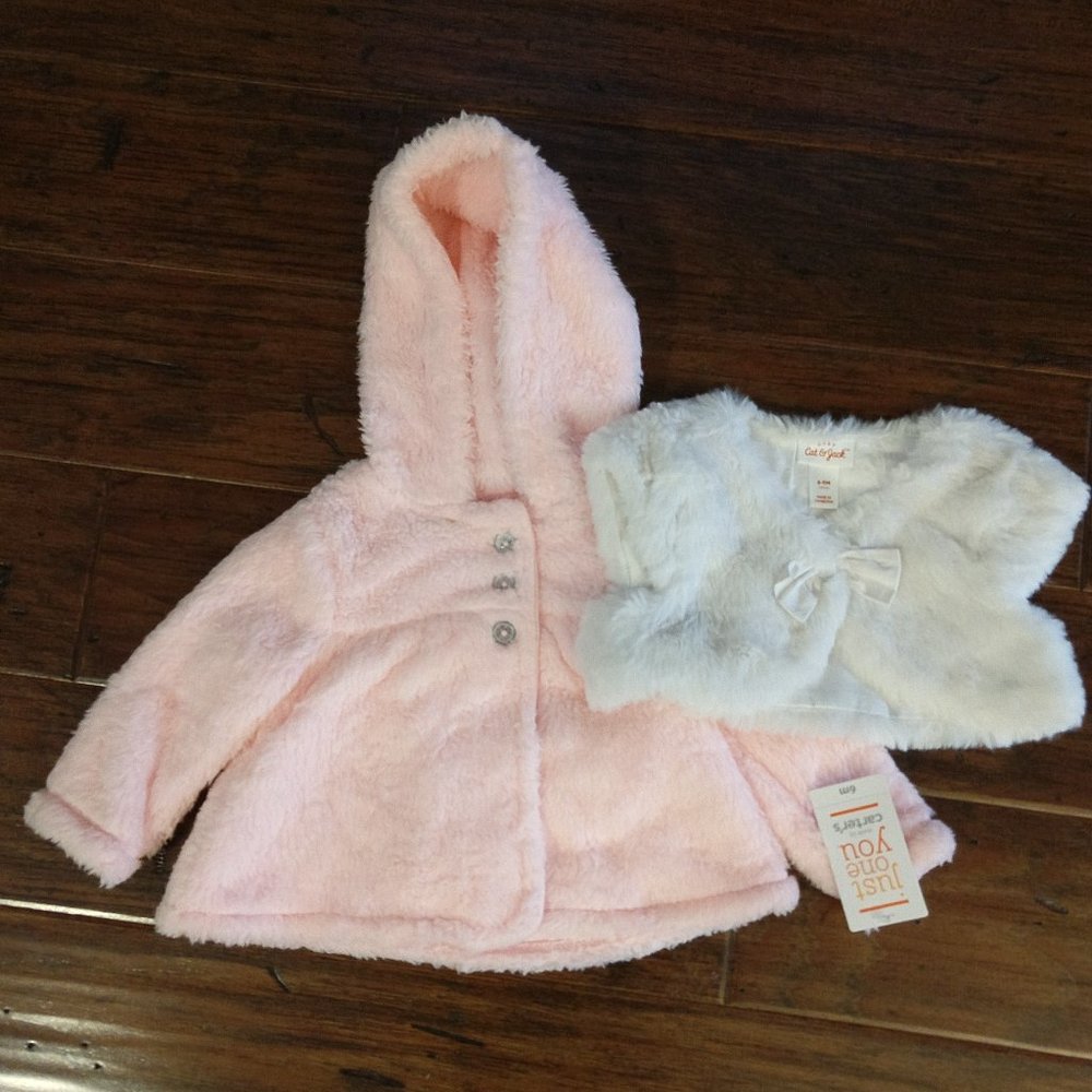 Carter's Baby Girl Furry Jacket & Vest 6M NEW